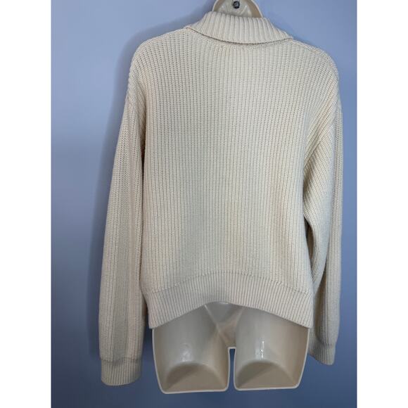 Rails Esme Cream Ribbed Cardigan Ivory Women's M NO Removable Faux Fur Collar - Picture 6 of 12